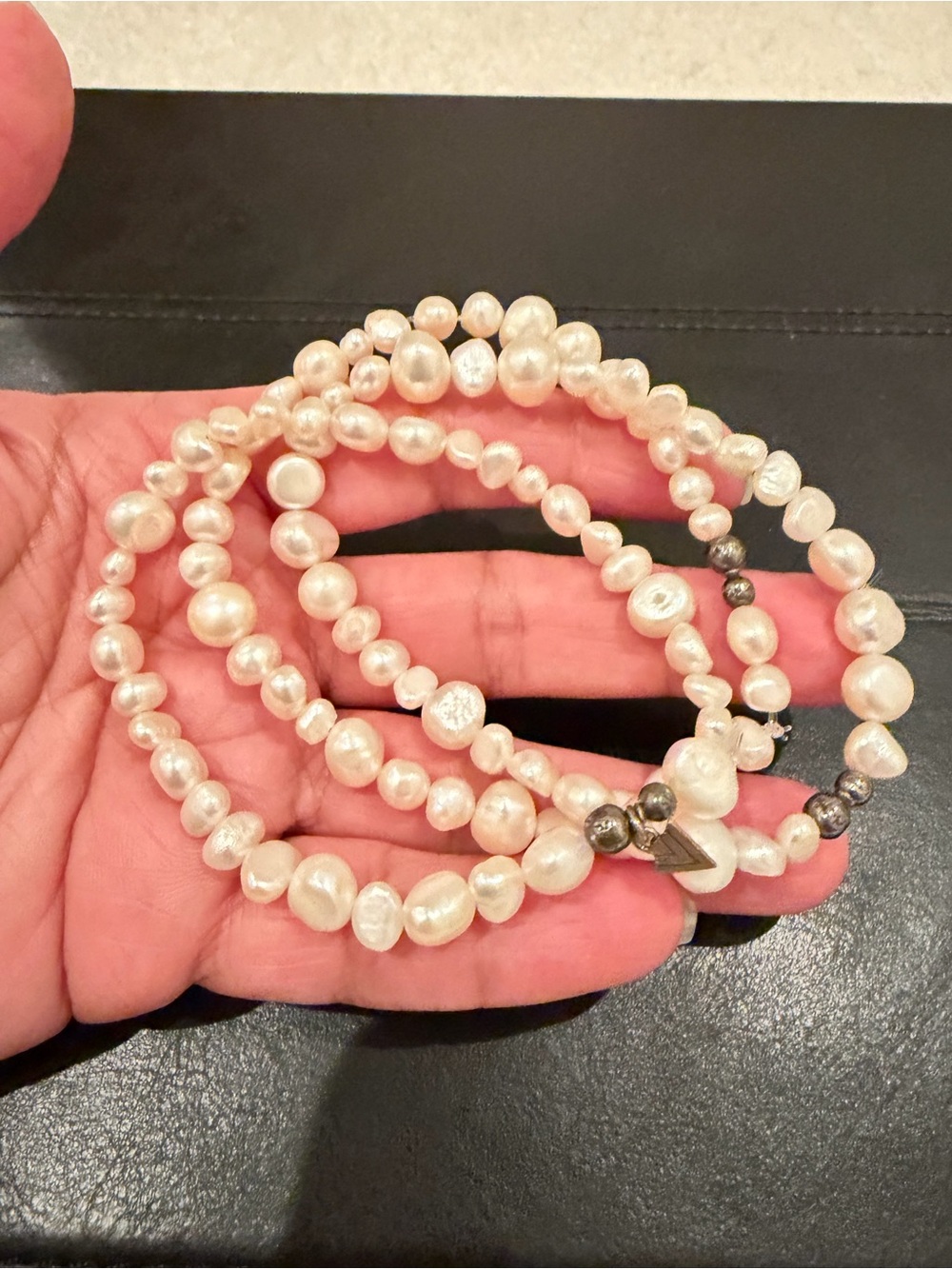 SET OF 3 SILPADA STERLING SILVER PEARLSTRETCHY BRACELETS